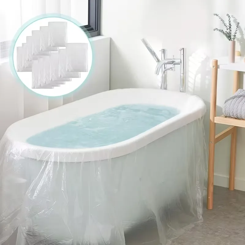 1/3/10 PCS Disposable Bathtub Liners Transparent Plastic Bath Tub Protector Covers Individually Wrapped Portable Bathtub Film