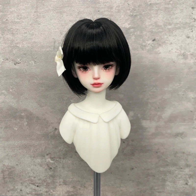 BJD شعر مستعار لدمية 6-7 "7-8'' 8-9'' شعر مستعار لدمى وصلة كروية شعر مستعار دمية أنثى شعر مستعار قصير لطيف شعر مستعار اصطناعي مع الانفجار ل 1/3 1/6 1/4 #4