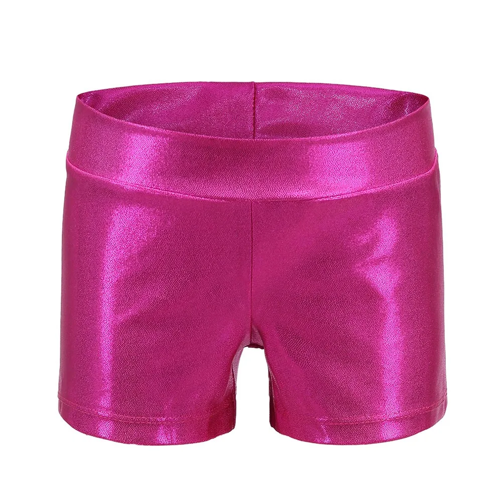 

Fashion Summer Girls Dance Shorts Elastic Shiny Metallic Performance Show Shorts Sports Sparkle Glitter Dancewear Children