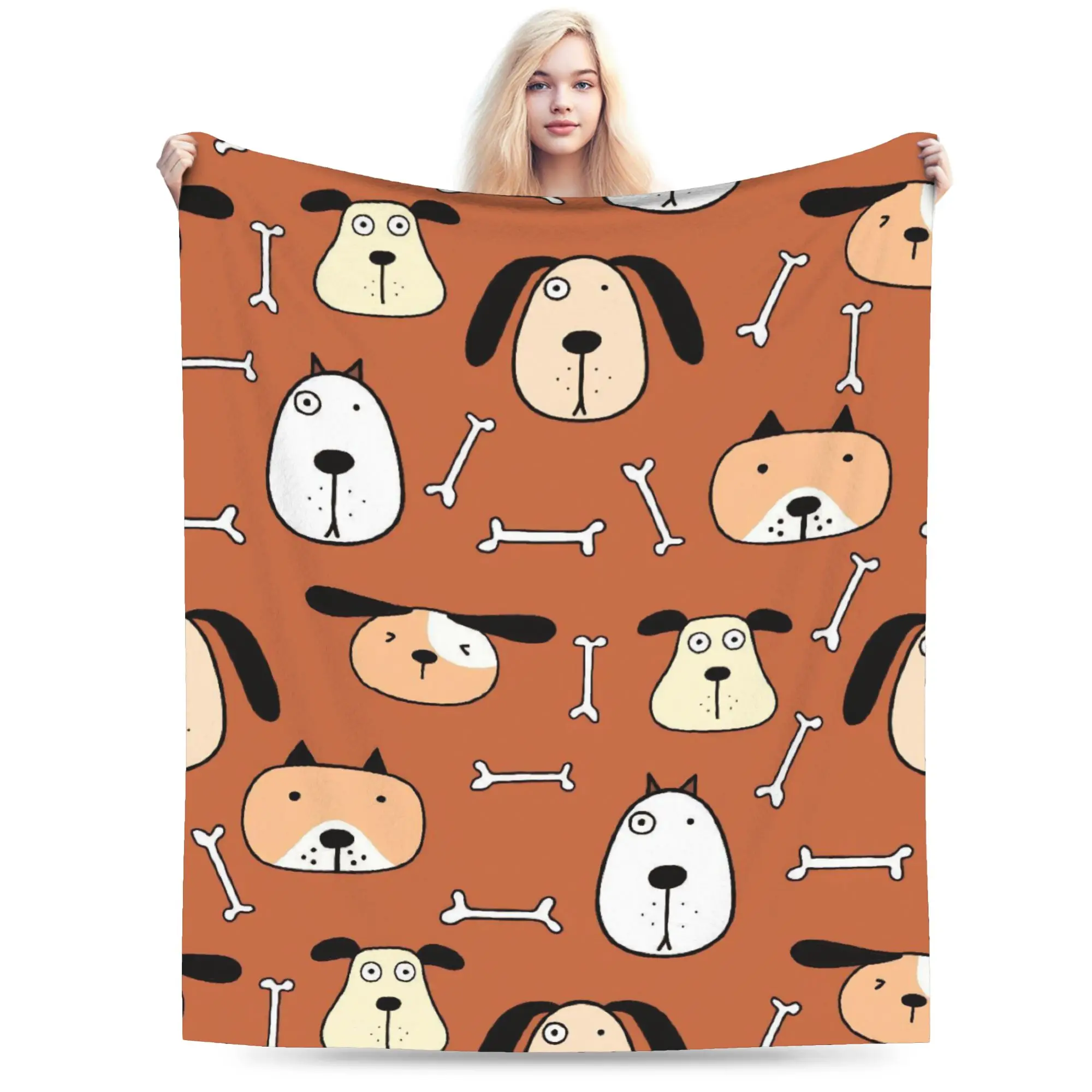 Retro Vintage Art Cute Dogs Plush Blanket Children  Flannel Throw Blanket For  Soft Custom DIY Quality Bedspread Birthday Gift