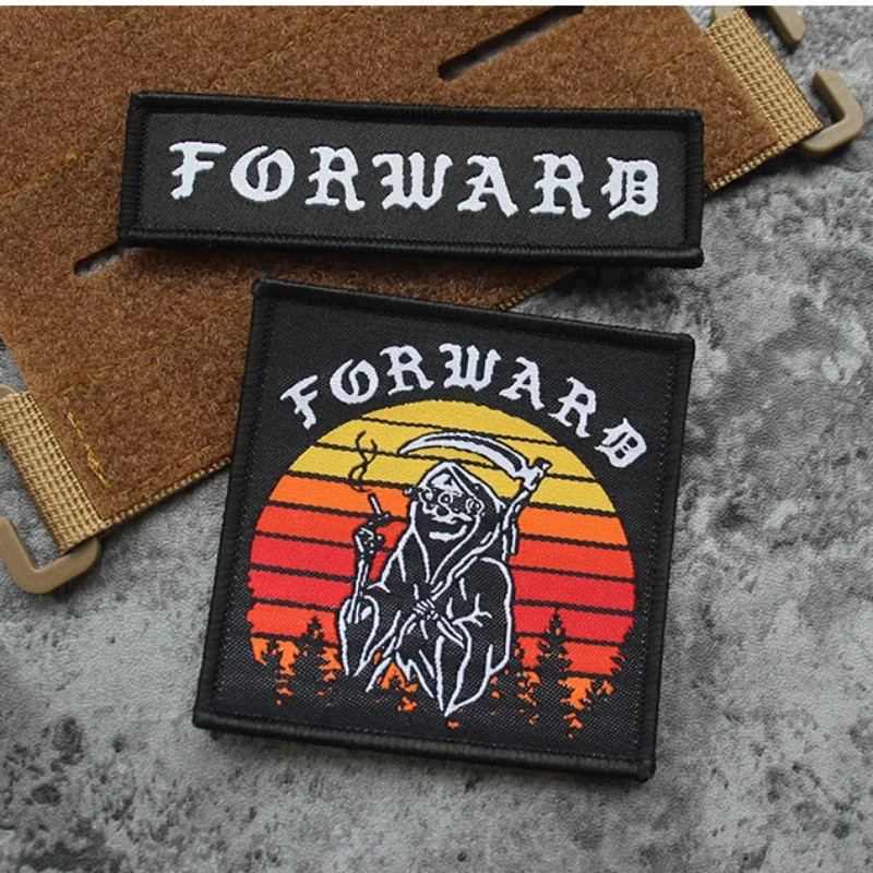 

FOG Forward Embroidered Patch Sunny Side Scythe Reaper Morale Badge Tactical Patches for Backpack Hats PVC Armband