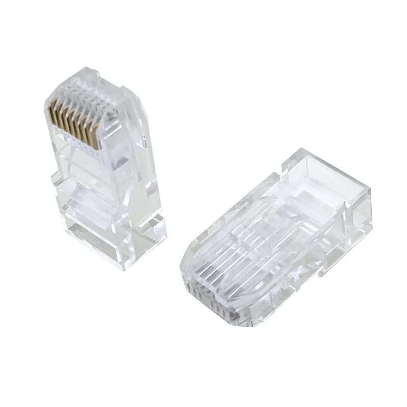 8P8C non-powder cartridge printer dedicated crystal head RJ45 male connector with stepped snap-on three-pronged gold piece