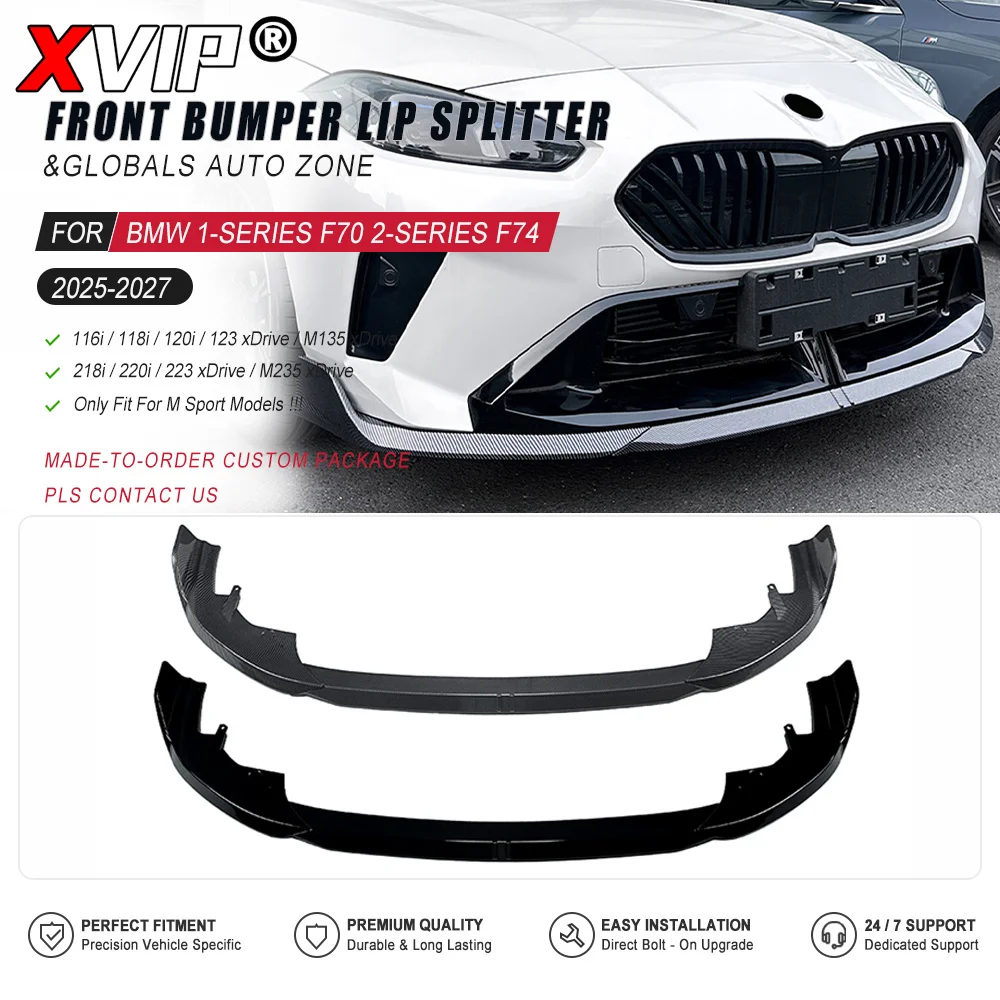 XVIP Front Lip Splitter For BMW 1/2 Series F70 F74 2025-2027 M Sport 116i 118i 120i 123 218i 220i MP Style Front Bumper Spoiler