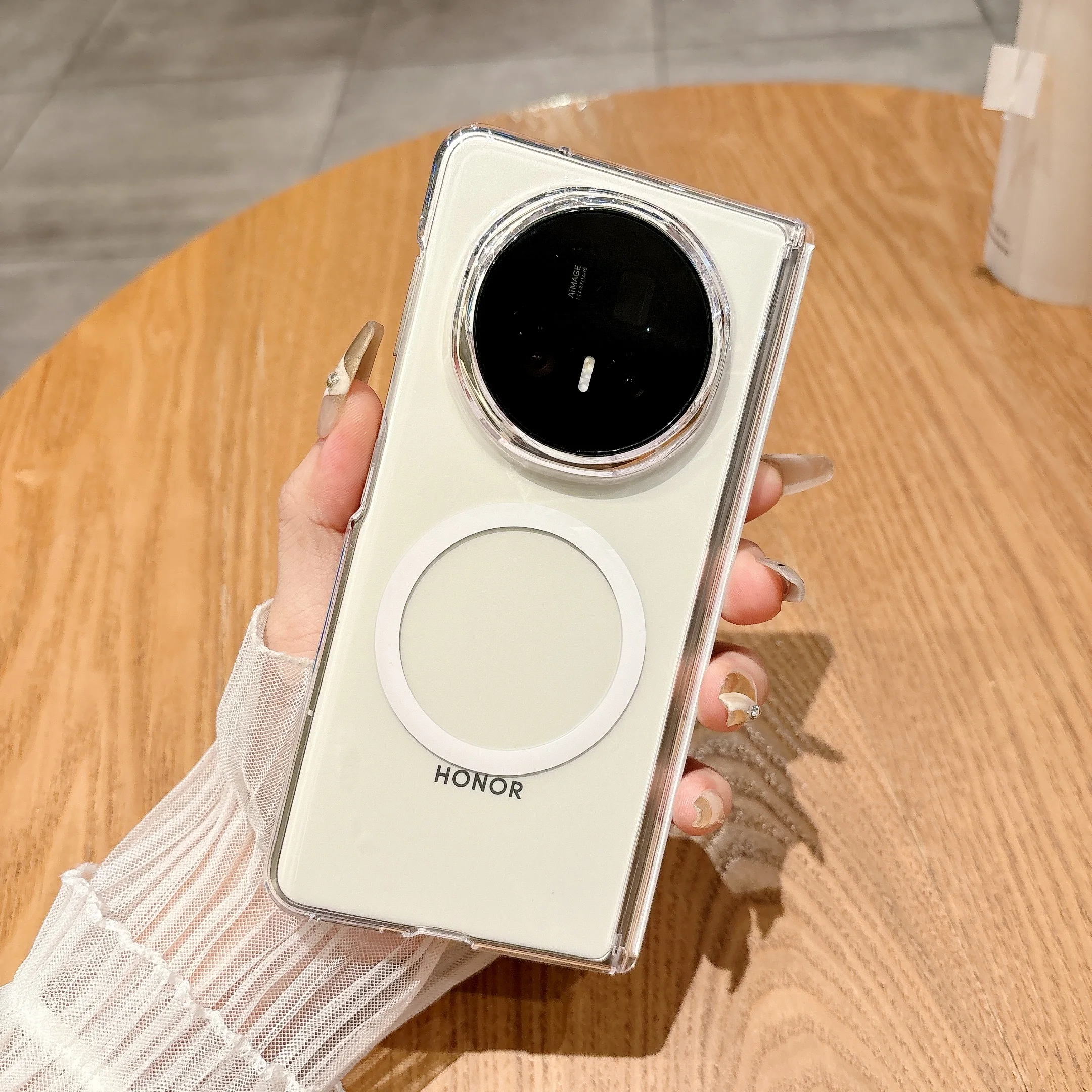 

Korean Style Simple And Stylish Transparent Magnetic Hinge Phone Case For Huawei Mate X5 X6 Magnetic Shockproof Protect Cover