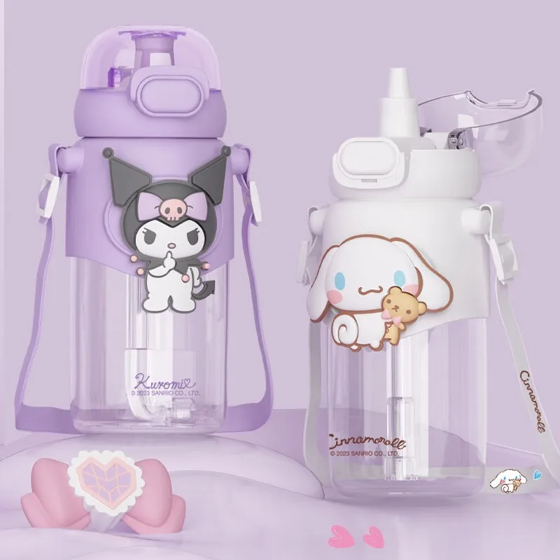 600ML Sanrio hello Kitty letni kubek na wodę kawaii kuromi melody kreskówka śliczny przenośny kubek na wodę ze słomką