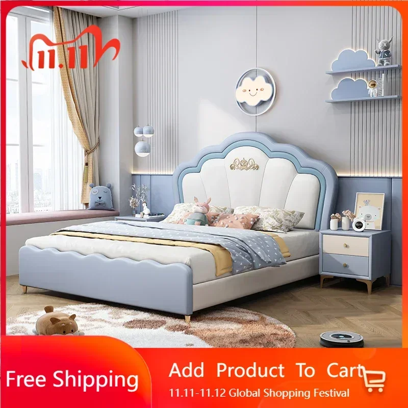 

Ergonomic Leather Luxury Bed Modern Girls Soft Loft Single Children Beds Space Saving Italian Muebles Entrance Hall Furniture