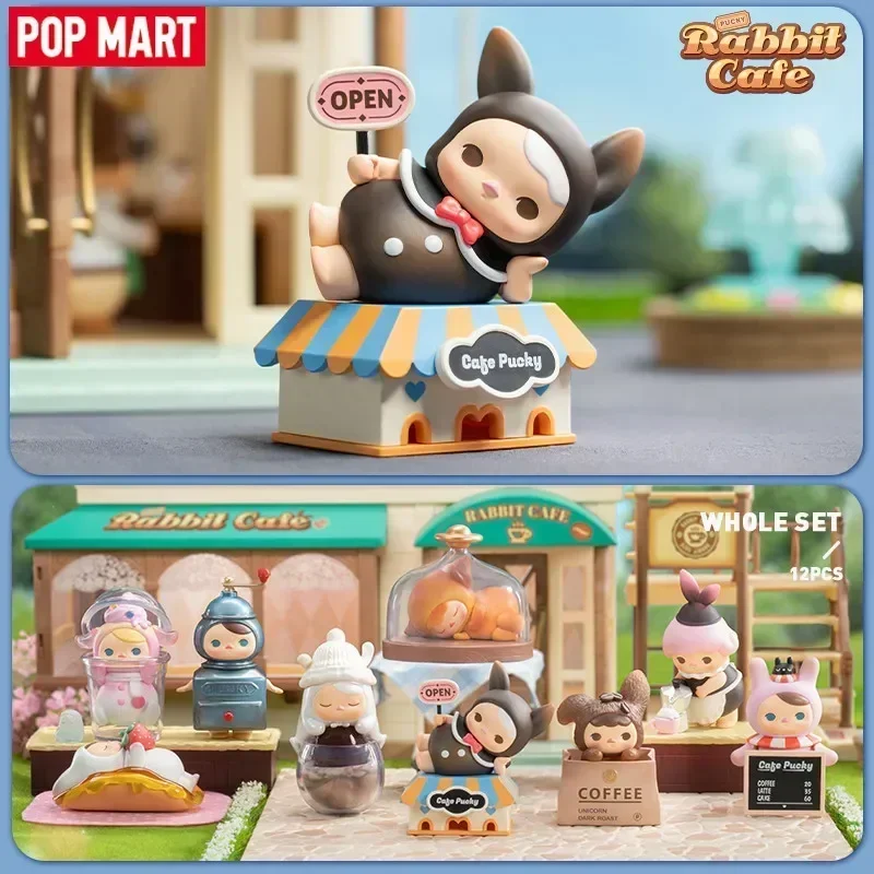 

POP MART Pucky Rabbit Cafe Series Cute Anime Figure Blind Box Mystery Collectible Doll for Desktop Decoration Gift