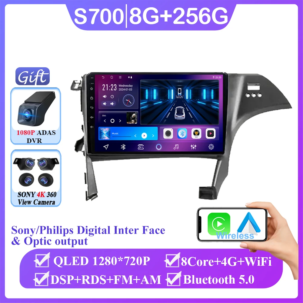 Android 16 voor Toyota Prius 3 XW30 2009 - 2015 Rechtsgestuurde auto autoradio scherm multimediaspeler navigatie GPS 2din DVD 5G