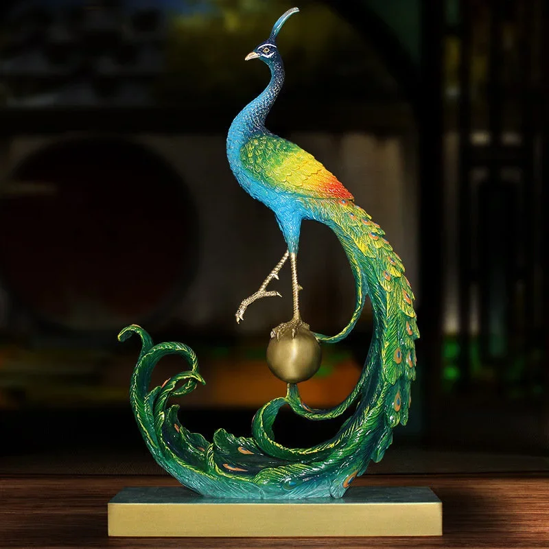 Asia home Company shop luxury high grade Good luck Rich Peacock bird Mascot bring wealth money thriving business brass