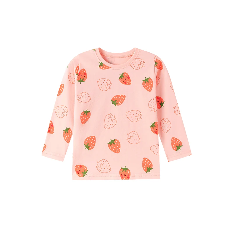 Little maven Kinderkleidung Baby Mädchen Kinderkleidung Herbst 2026 Cartoon Erdbeer Langarm T-Shirt Frühling Baumwoll-Oberteile – Detail 2