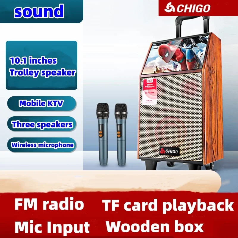 

High power caixa de som bluetooth high-definition screen home KTV outdoor portable square dance rod sound advertising machine