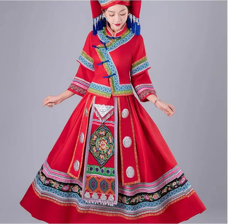 Ethnic Minority Clothing Adult Traditional Costume Guangxi Performance Set