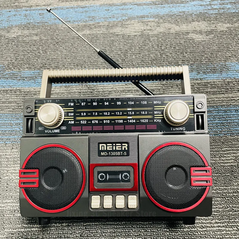 

Retro Portable Vintage FM AM SW Radio Rechargeable Full Waves Radios Dual Speaker Wireless Bluetooth Music Player Solar Charging
