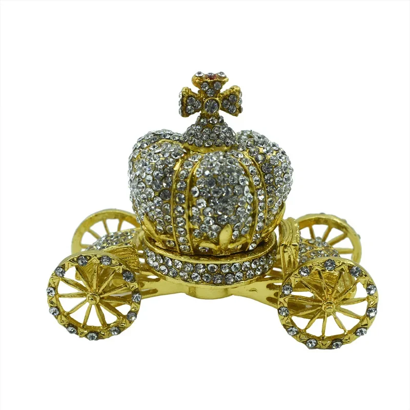 

Metal Craft Gift Diamond Jewelry Box Home Creative Ornament European Luxury Diamond Crown Car Gift