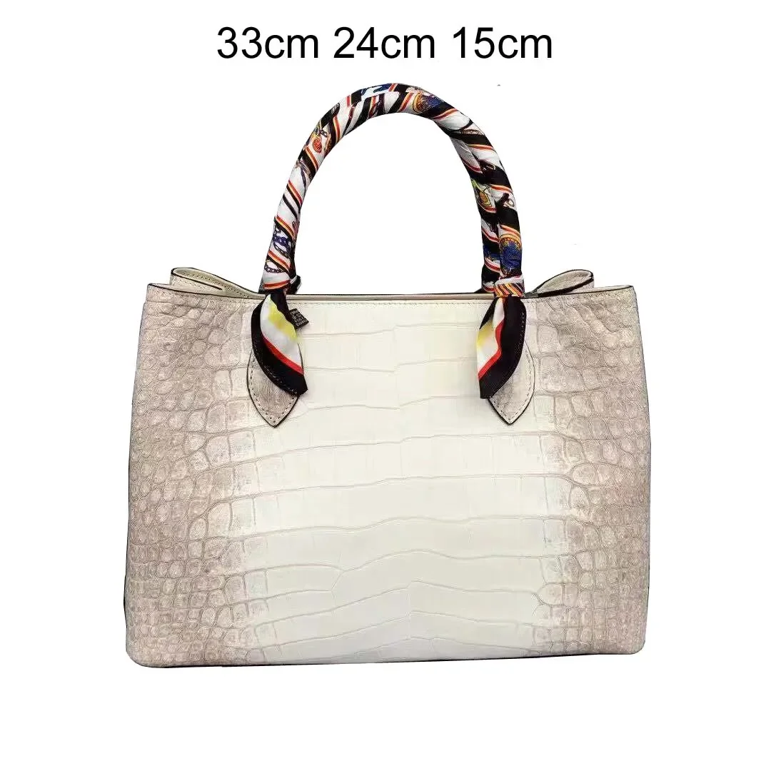 fanzunxing new women handbag crocodile leather bag women bag Himalayan white crocodile skin bag