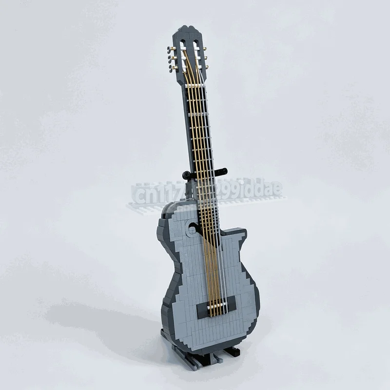1022PCS Acoustic Swing Guitar MOC Model Custom Puzzle Music Instrument DIY Creative Assembly Building Block Educational Toy Gift