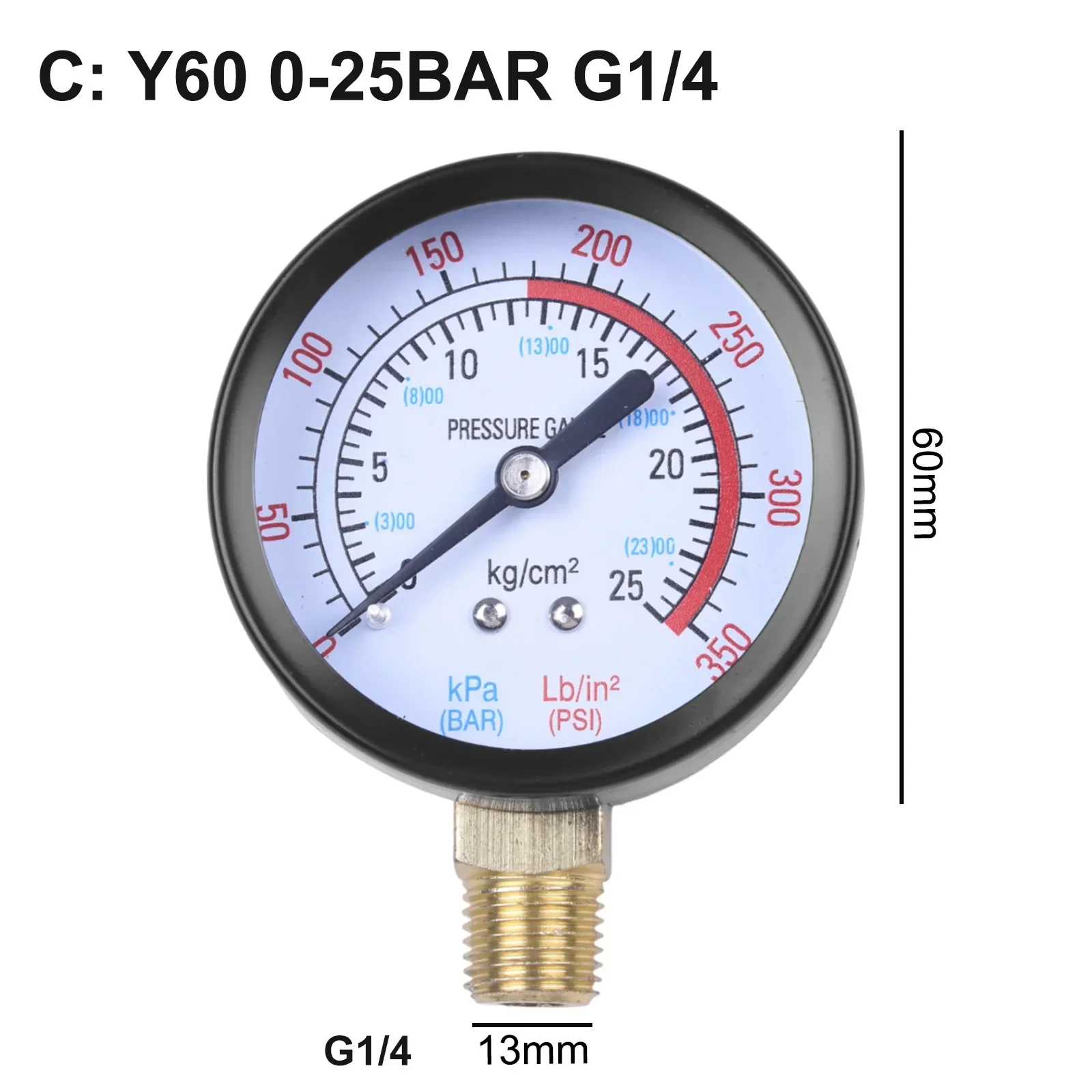 Y60 Pressure Gauge 0-1.6Mpa 0-230PSI Pool Filter Water Pressure Dial Hydraulic Pressure Gauge Meter Manometer For Air Compressor