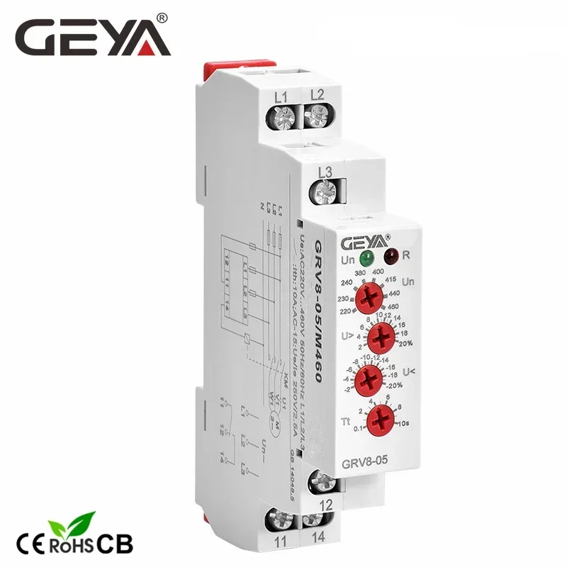 

GEYA GRV8-05 Voltage Protection Relay with Phase Sequence Phase Failure Asymmetry Delay Time FunctionAC220V-460V