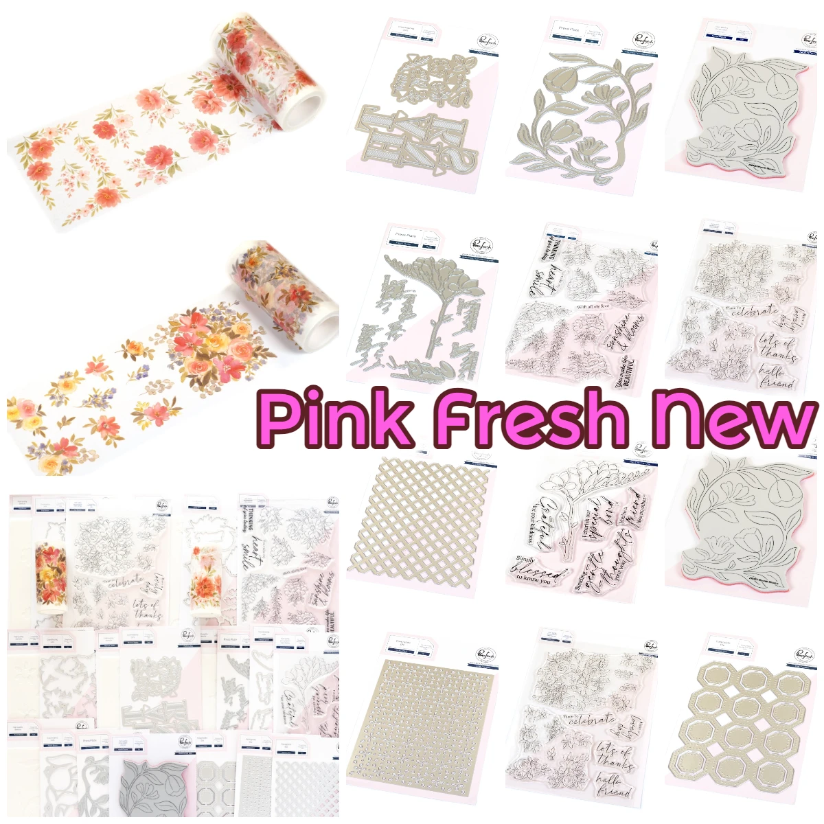 

2025 October Pink Fresh Christmas Holiday Flower Market Cutting Dies Stamps Stencil Hot Foil Embossed Paper Card Album Craft
