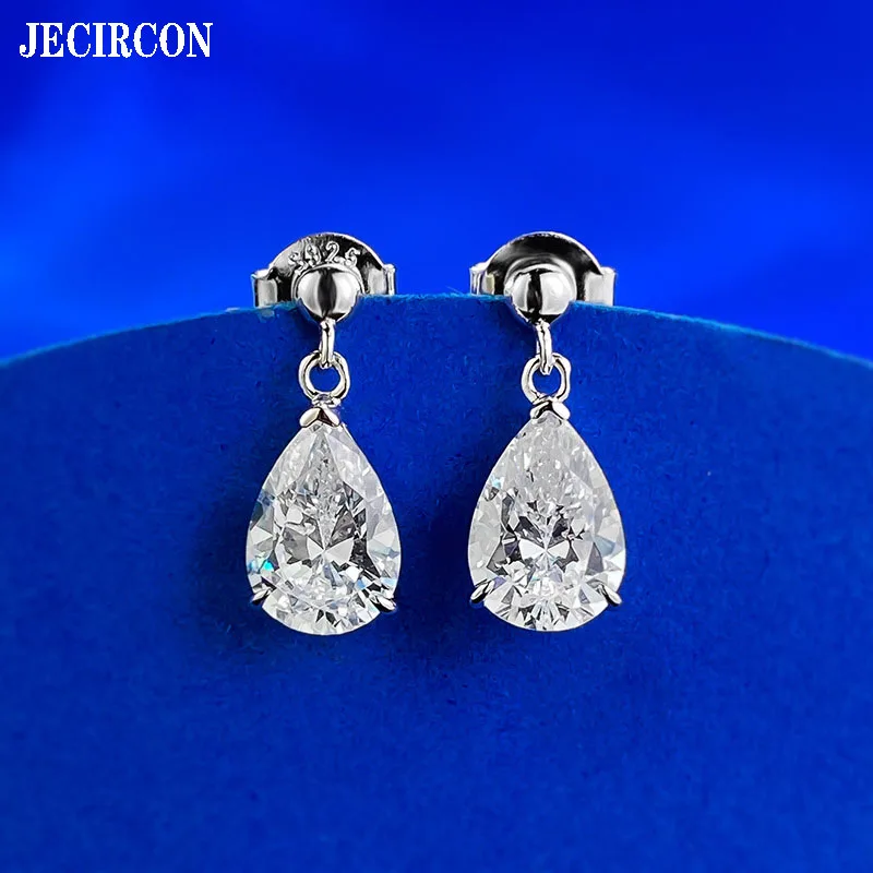 

JECIRCON S925 Sterling Silver High Carbon Diamond Earrings for Women 7*10mm Zircon Water Drop Internet Celebrity Simple Studs