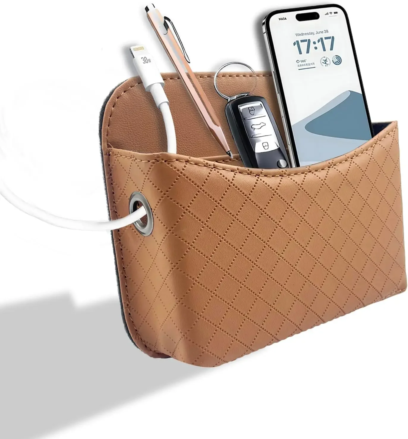 Органайзер для автомобильных дверей, чехол для хранения из искусственной кожи с прочной липкой спинкой для телефона, ключей — подходит для бокового кармана автомобильного сиденья и зазора консоли, Органайзер для автомобильных дверей, чехол для хранения из искусственной кожи с прочной липкой спинкой для телефона, ключей — подходит для бокового кармана автомобильного сиденья и зазора консоли,