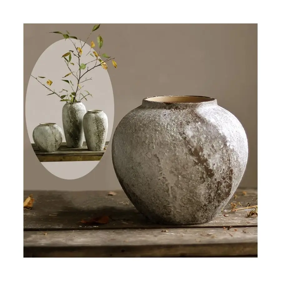 

Rustic Ceramic Tall Floor Vase, Vintage Farmhouse Decor, Large Terracotta Vases for Living Room Entryway Table Centerpiece Decor