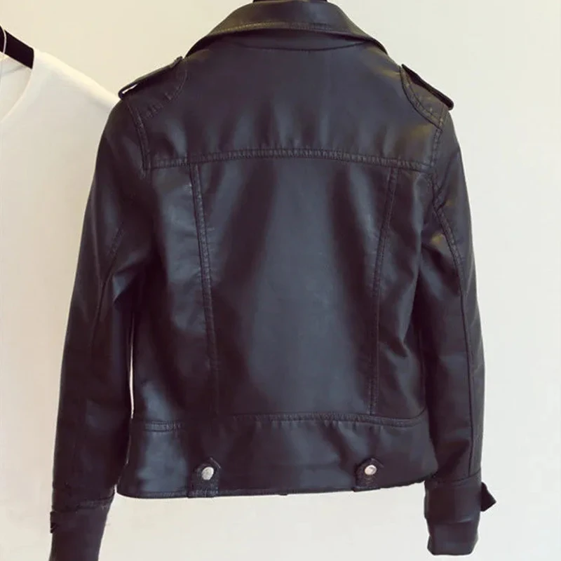 Faionable المرأة عادية بولي Leather الجلود Jaet 2025 ربيع الخريف سليم صالح تنوعا دراجة نارية Sle ort معطف ملابس خارجية