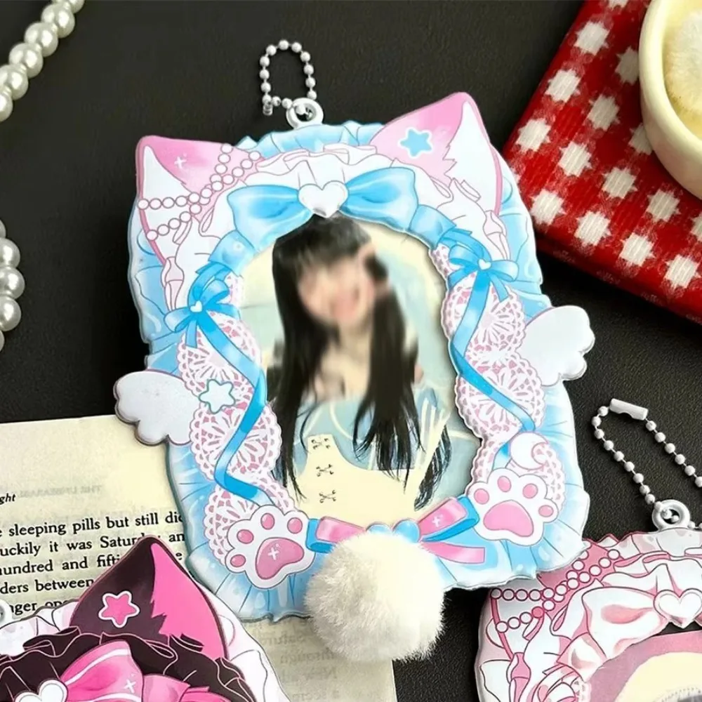 Kawaii 3 Inch Photocard Holder Y2K Kpop Bow Photo Card Sleeves with Keychain Card Protector for Girl
