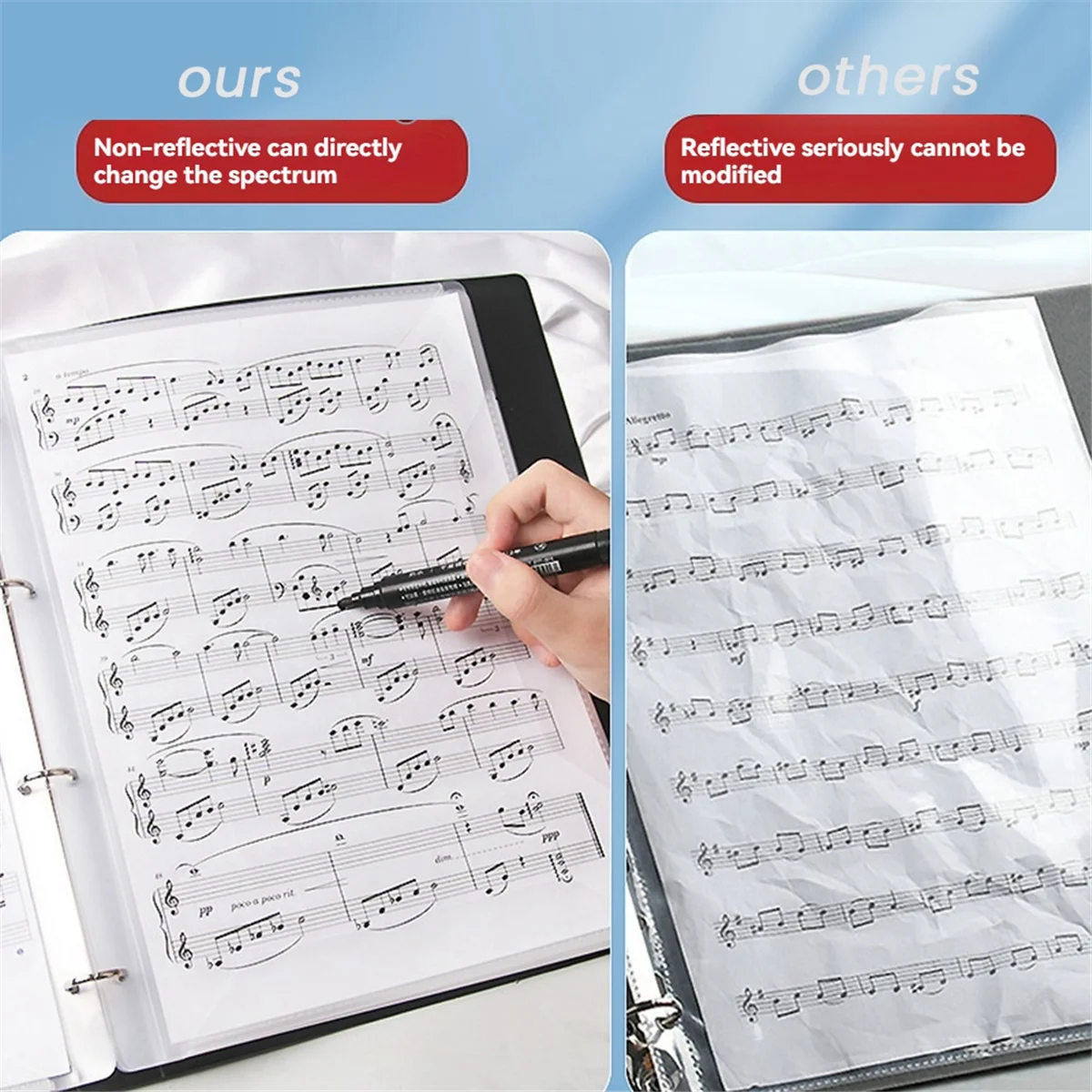 

AA44M Sheet Music Folder,Music Stand Accessories, Sheet Music Holder,Writable & Detachable Choir Folder