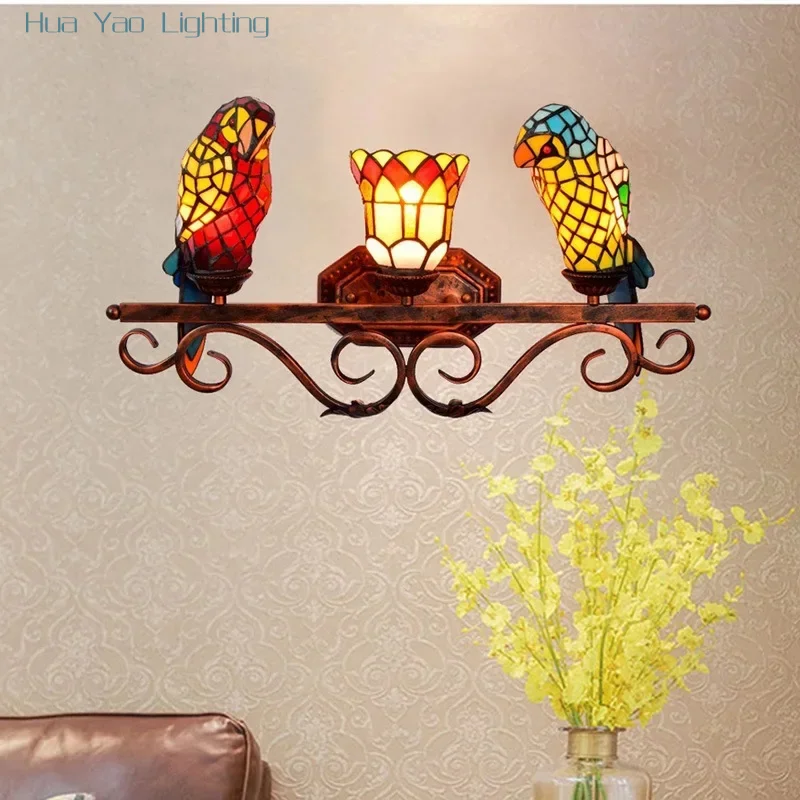 Tiffany Parrot Chandelier Personality Creative Luxury Atmosphere Hotel Villa Restaurant Corridor Art Decorative Lights