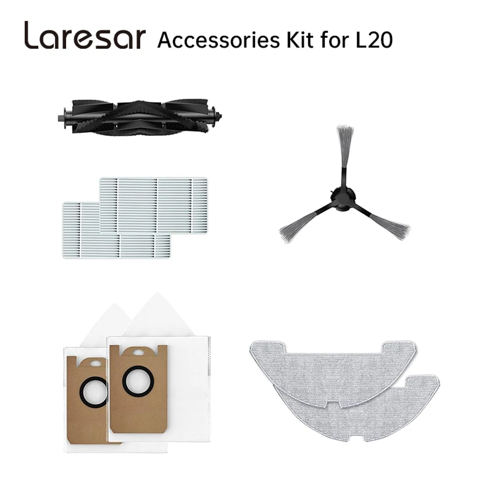 Kit d'accessoires pour aspirateur Robot Laresar L20, remplacement officiel/2 en 1, réservoir/paquet de 6 sacs à poussière