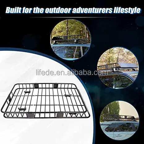 Black Roof Rack Cargo Basket Carrier Rack with Universal Extension Car Top Luggage Holder SUV Truck Cars