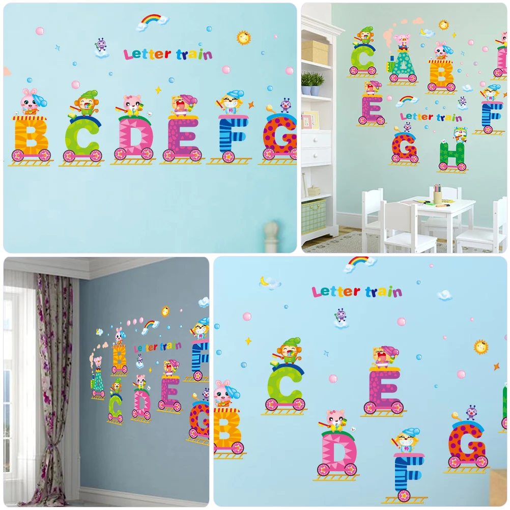 

2Sets PVC Wall Sticker Alphabet for Kids Room Early Decorative Educational Decals Alphabet Stickers