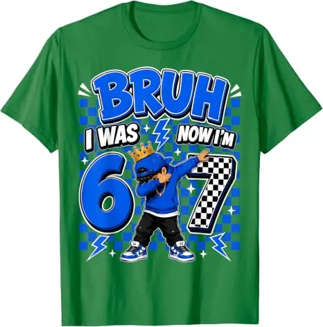Modekleidung für 7-jährige Jungen, Bruh, ich war 6, jetzt bin ich 7, Dabbing 7. Geburtstag Jungen Sechs-Sieben T-Shirt, Humorvolles 67 Spruch-T-Shirt Geschenke – Detail 15
