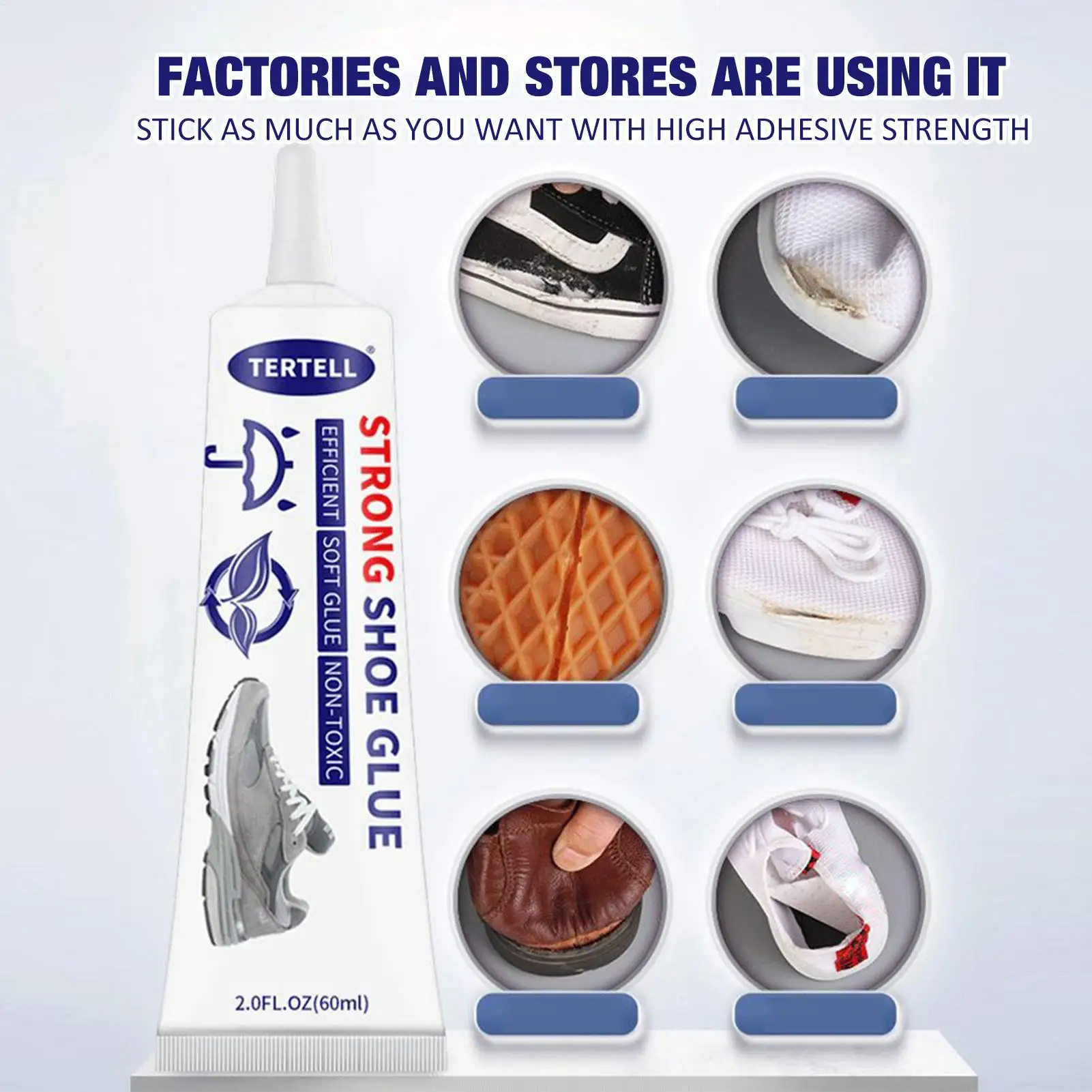 60ml Super Strong Shoe-Repairing Adhesive Waterproof Fast Cure Elastic Bond Universal Sealant Extreme Weather Shoe Glue Repair