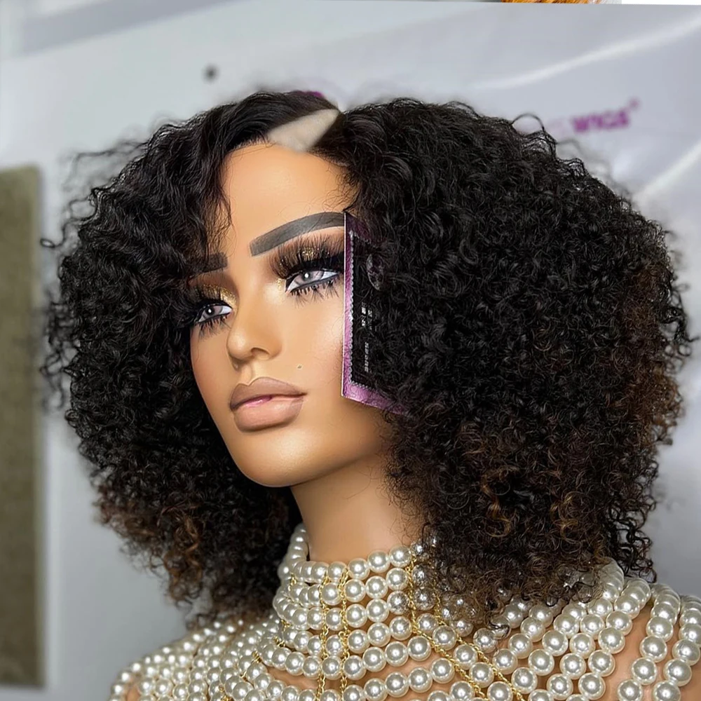 

Выделите каштаново-коричневый блондин афро-черный женский странный вьющийся бесклеевой парик с U-образной частью и зажимами Регулируемые натуральные парики с полной V-образной частью