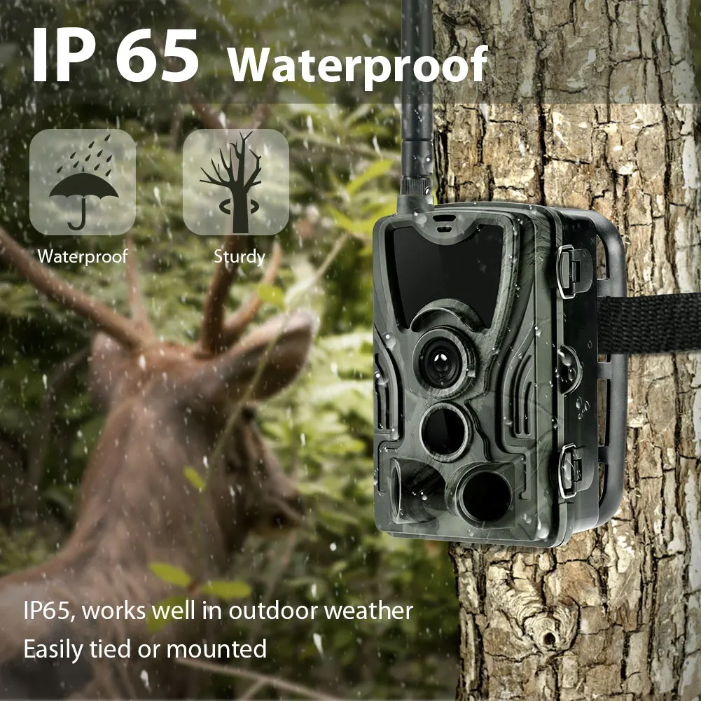 SuntekCam 4G LTE Hunting Trail Camera with Night Vision Digital Wild Game Camera with Rechargeable Li Battery HC-801LTE-Li