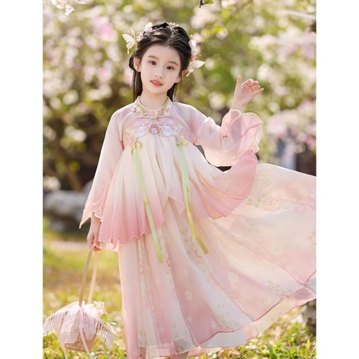 

Ethereal Floral Princess Hanfu 2026 - Girls' Spring Summer Ruqun Dress, Fairy Tang Performance Chinese Girl Costume
