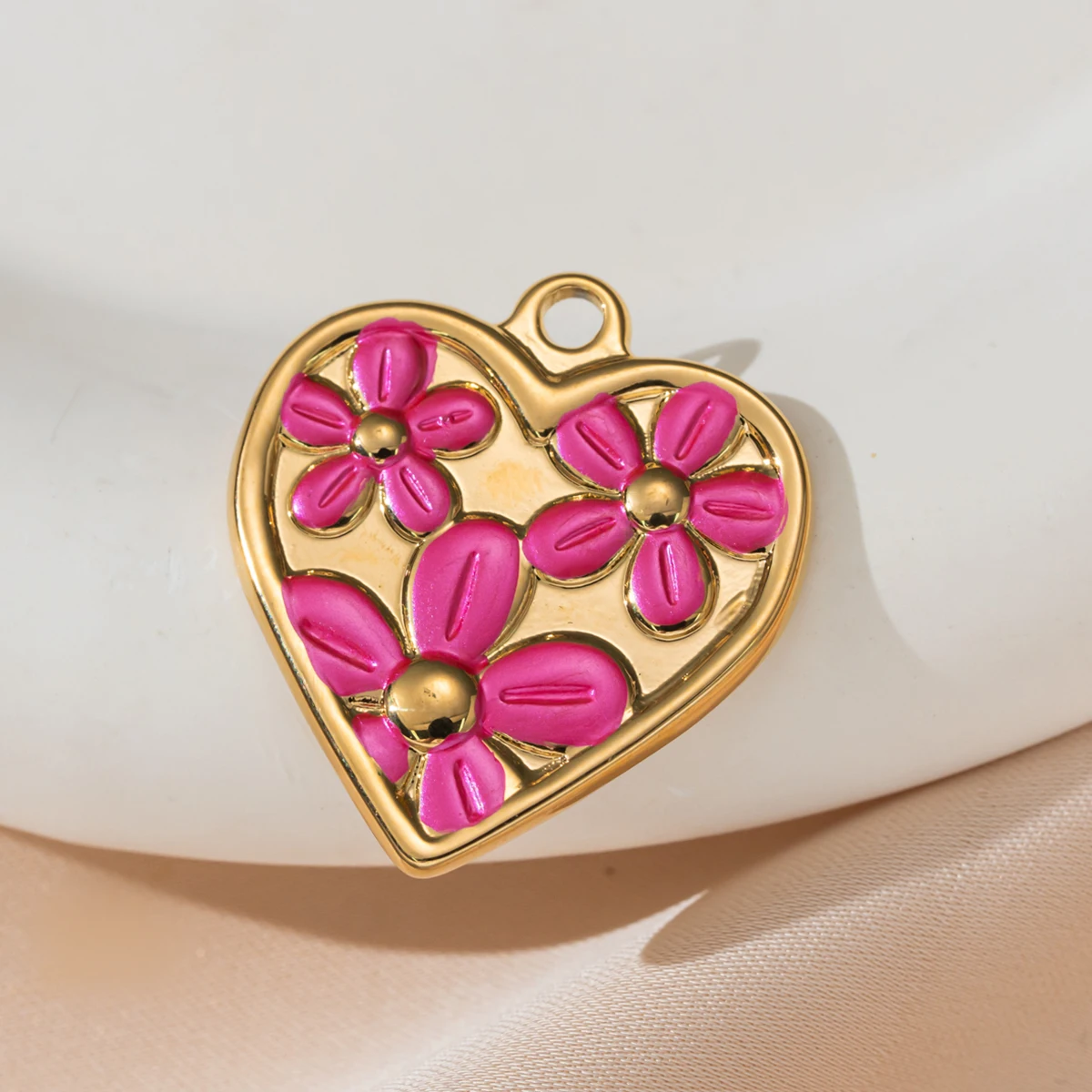 2pcs Stainless Steel Enamel Heart Flower Charms for Jewelry Making Bracelet Gold Plated Pendants for Necklace and Crafting view 5
