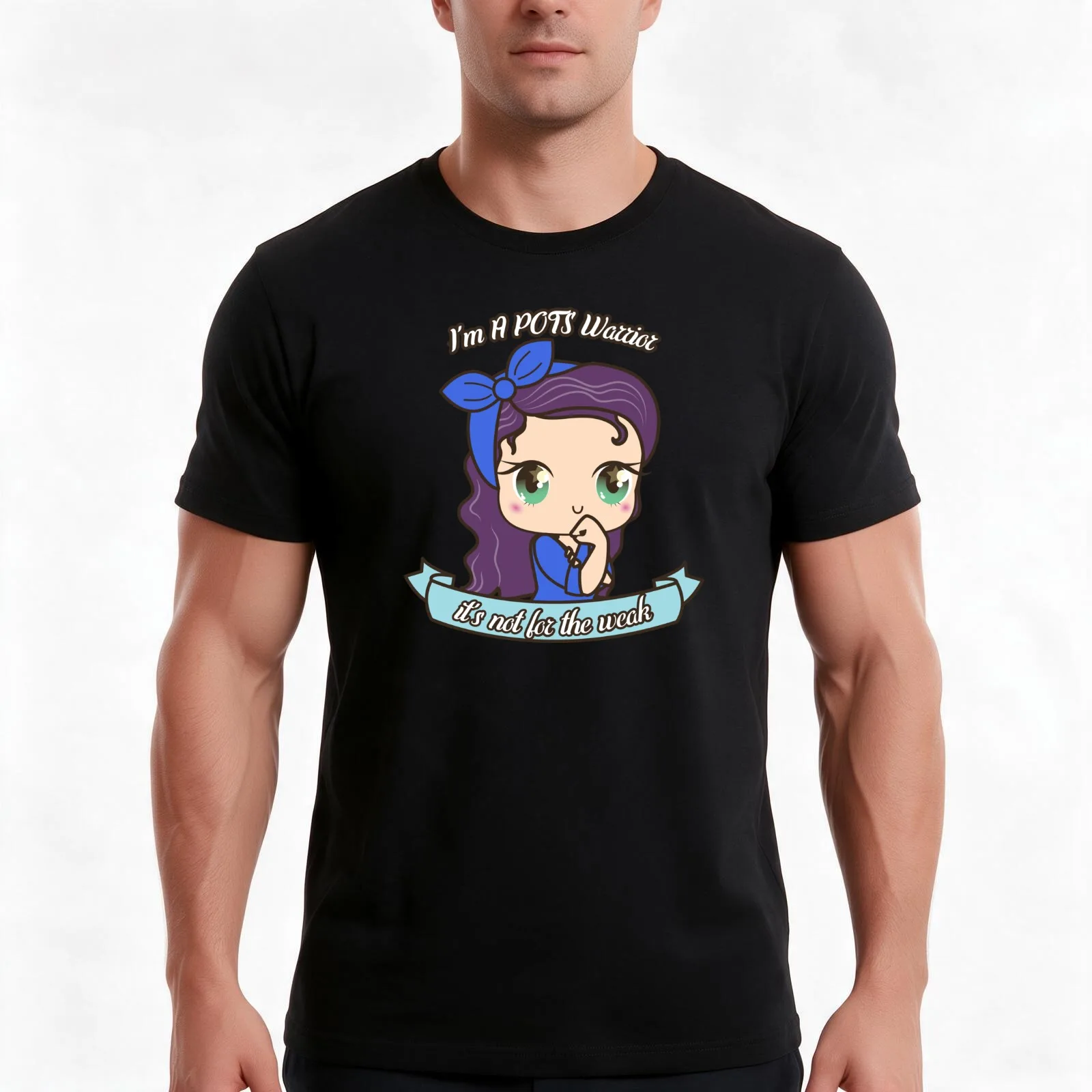 Cute POTS Warrior Light Skintone For Kawaii Postural Orthostatic Tachycardia Syndrome Awareness T-Shirt Vintage Graphic Print