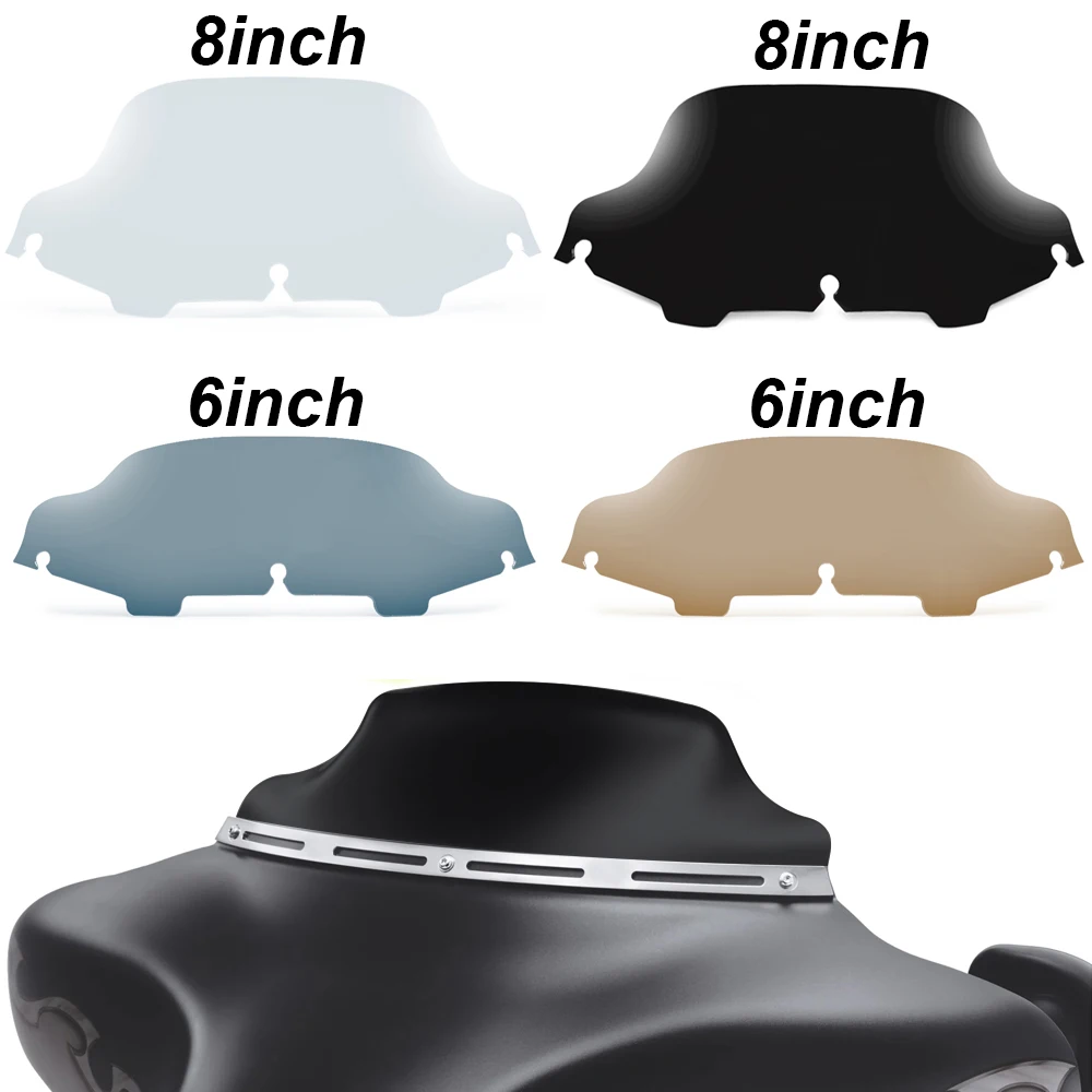 

6'' 8'' Motorcycle windshield Upper Fairing Windscreens Wind Deflectors For Harley Touring Electra Glide Street Glide 1996-2013