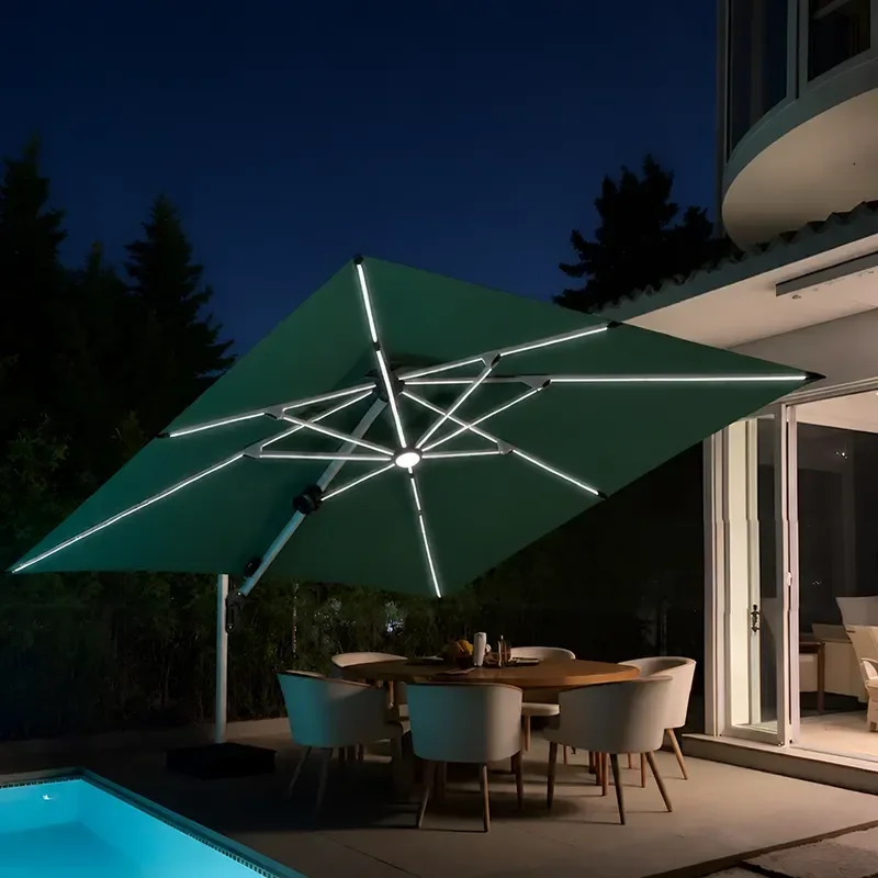 Outdoor Solar LED Light Roman Umbrella Large Commercial Sunshade for Villa Garden Patio Waterproof Windproof Parasol