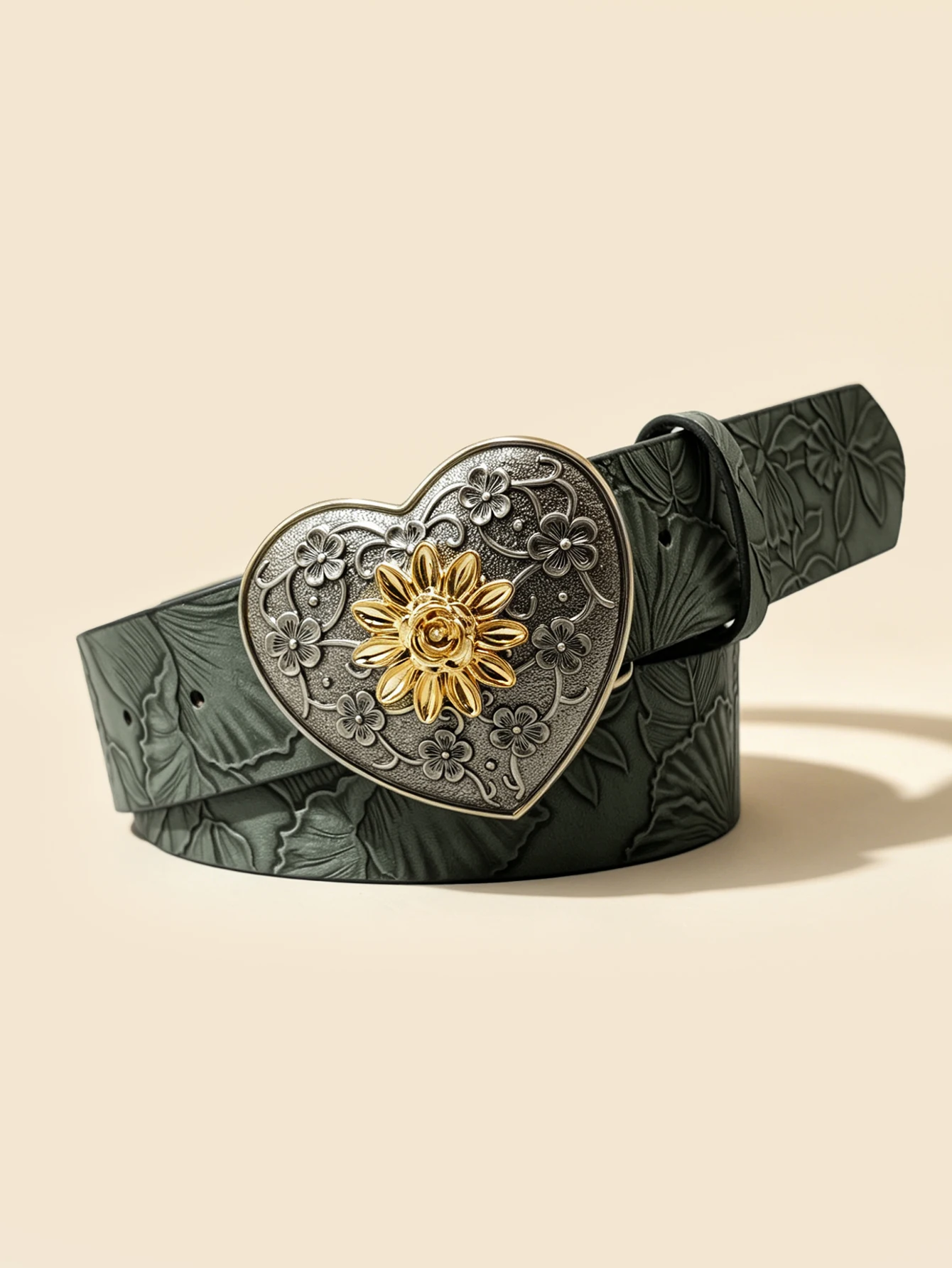 Vintage Royal Style Women's Fashion Belt with Floral Pattern Alloy Buckle - Perfect for Daily Commute and Holiday Casual Accesso