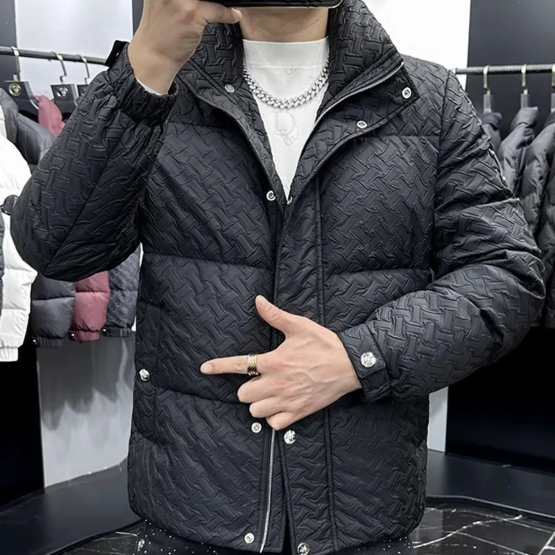 Winter Long Sleevel Jacket Duck Down Jacket Men Top Quality Kurtka Zimowa 2024 Stand Collar Shinny Down Solid Color Coat Men