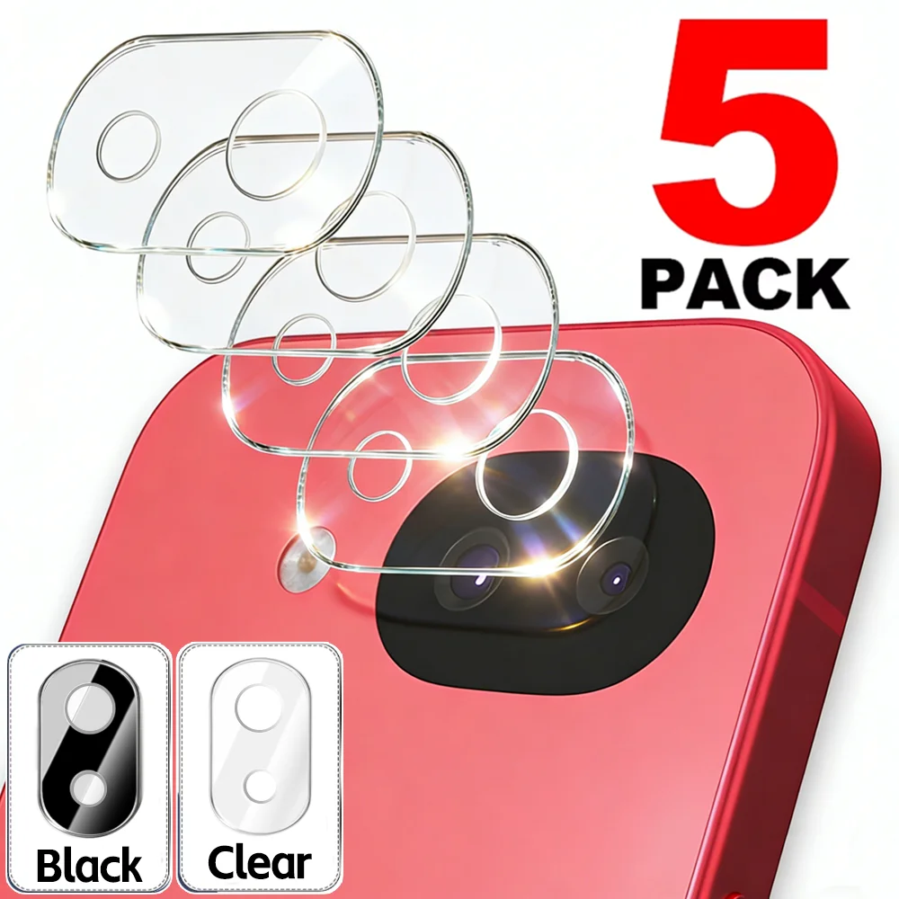 

5-1Pcs for Google Pixel 10a Black/Clear Tempered Glass Camera Protector Back Cover Lens Glass 3D Curved Lens Films for Pixel 10A