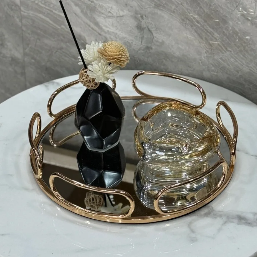 Modern Durable Sleek Tray Coffee Washing Mirror Ornament Tray Light  Soft Decoration Home Accessories Dienblad