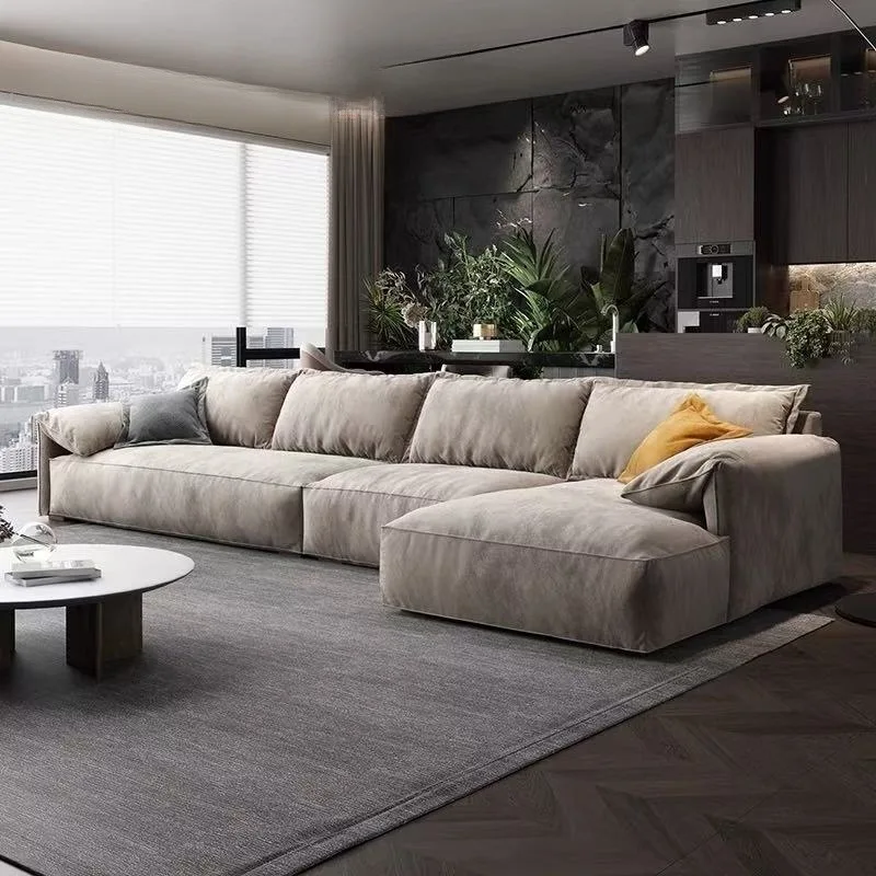 Modern simple anti-fouling plant suede matte technology velvet fabric sofa living room small apartment large flat latex princess
