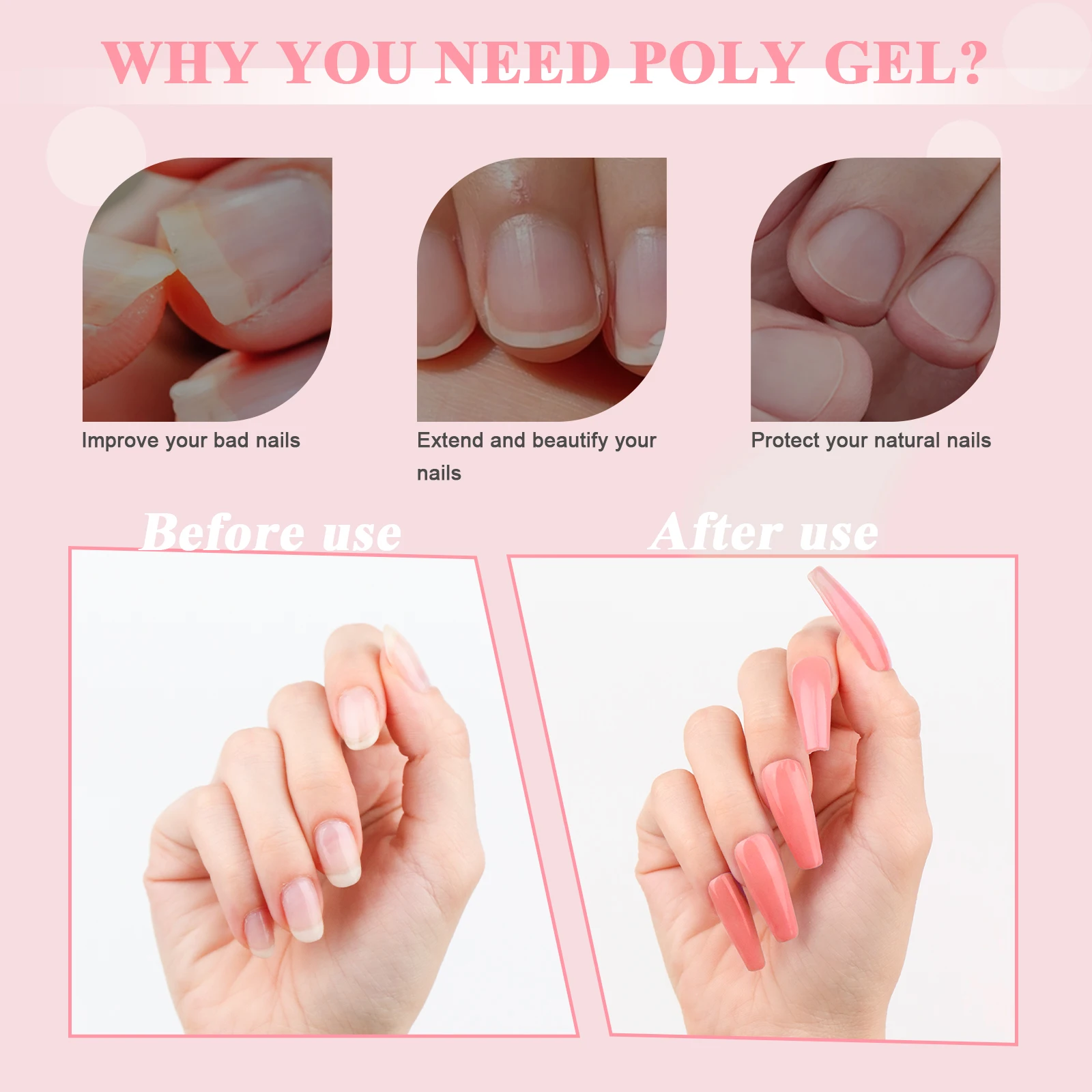 Saviland Large Capacity Poly Gel For Manicure 100g Clear Nail Extension Gel Crystal Poly Hard Gel For Starter Nail Art DIY Salon