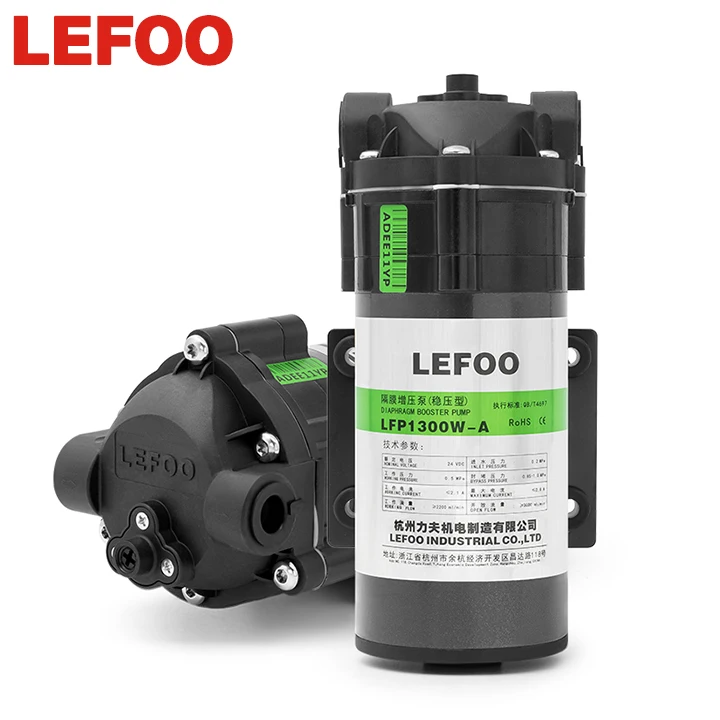 

2025 Lefoo 24V DC 300GPD Diaphragm Booster Pump for RO System 0.5MPa (72.5 PSI) Industrial RO Water Filter Pump
