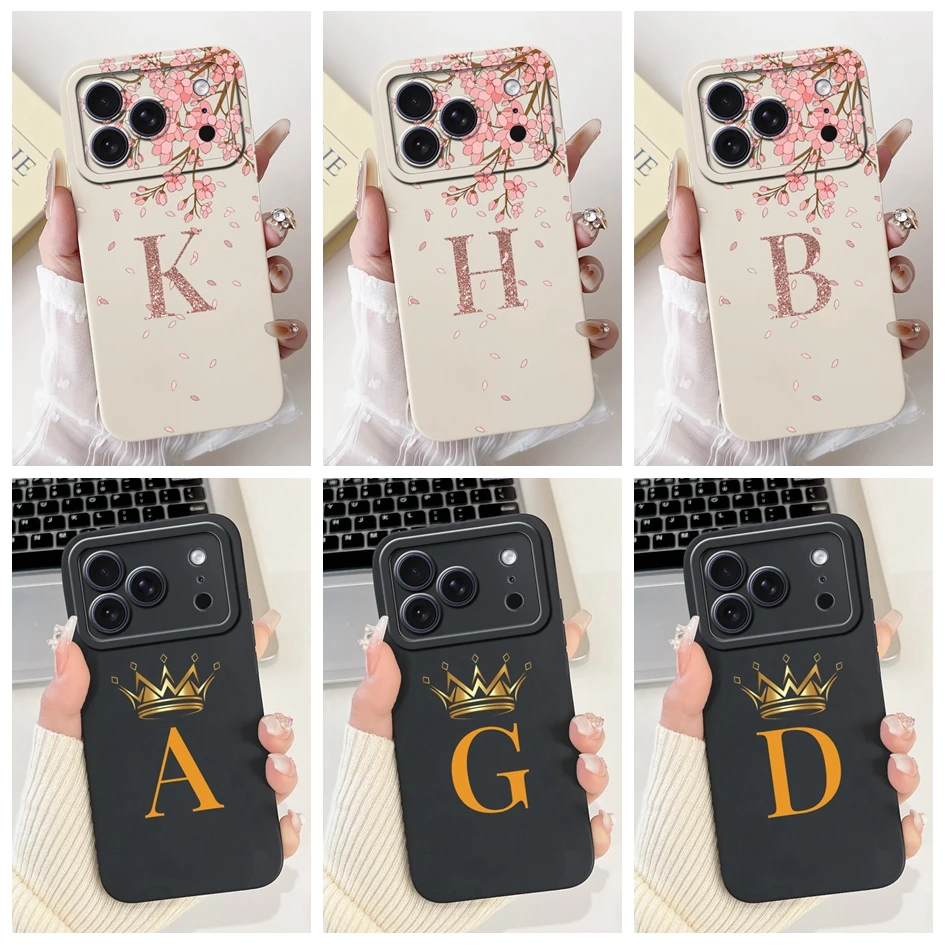 Für iPhone 17 Pro 2025 Fall Für iPhone 17 Pro Max Abdeckung Luxus Krone Blume Buchstaben Weiche Silikon Stoßstange Für iPhone 17 Air Coque